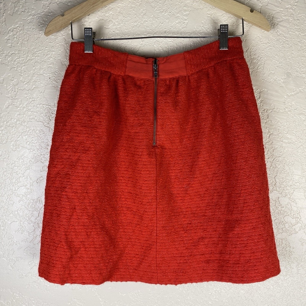 Alice Olivia 6 Tweed Mini Skirt A Line Red Knit Preppy School Girl Gold Glitter - Picture 4 of 8